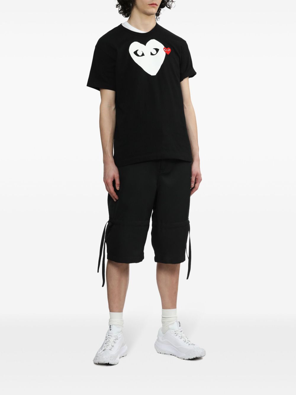 red emblem knit t-shirt unisex black - COMME DES GARÇONS PLAY - d — 2